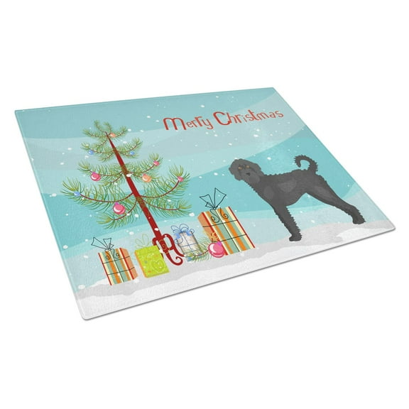 Carolines Treasures CK3847LCB Black Labradoodle Christmas Tree Glass Cutting Board Large, 12H x 16W, multicolor