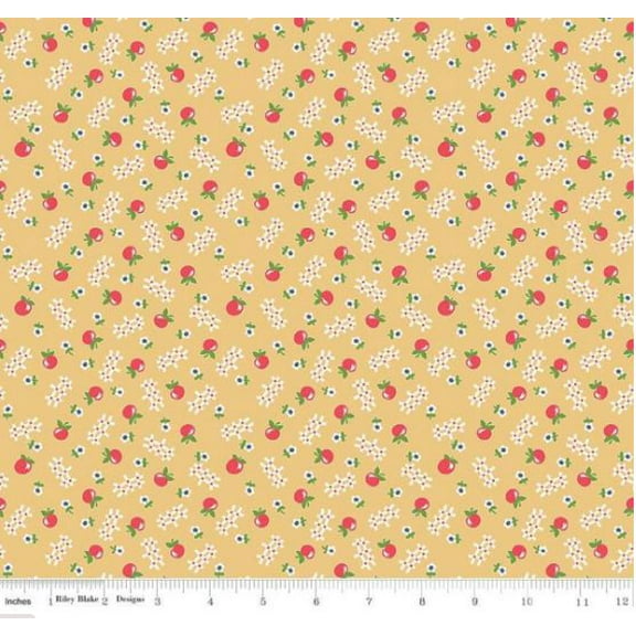 Cotton Farm Girl Vintage by Lori Holt for Riley Blake Designs Bee in My Bonnet Apples Yellow Riley Blake Cotton Fabric Print by the Yard (C7873-HONEY)