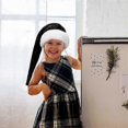 thumbnail image 5 of Christmas Velvet Santa Hat Unisex Comfortable Black and White for Adults, 5 of 5