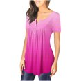 thumbnail image 4 of Patlollav Womens Tshirts Under $10, Womens Summer Casual Tops V Neck Gradient Short Sleeve T Shirt Pleated Tunic Tops, 4 of 6