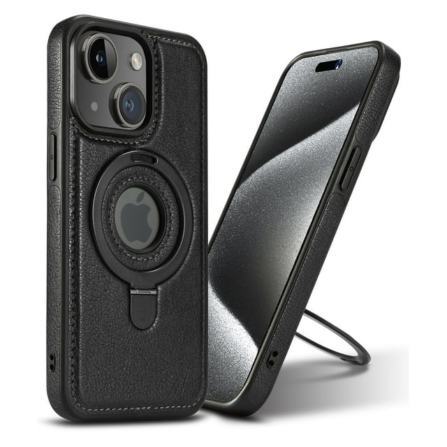 Funda de piel VAUSERDY para iPhone 15 con soporte magnético