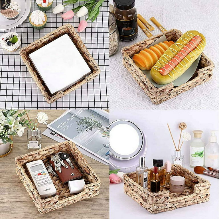 6PCS Bathroom Disposable Guest Towel Holder Long Seagrass Woven Rattan Wicker Table Hand Guest Towel Basket Tray L Walmart