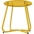 thumbnail image 3 of Multi-Purpose Side Table - Round Shape with Reinforced Cross Base, Lockable Wheels for Stability, Modern Home Furniture Essential - Yellow, 3 of 7
