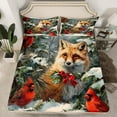 thumbnail image 2 of Homewish Fox Red Sparrow 3pcs Twin Sheet Sets for Kids Children Teens,Merry Christmas Twin Fitted Sheet,Xmas Animal Breathable Flat Sheet,Ultra Soft Home Decor, 2 of 7
