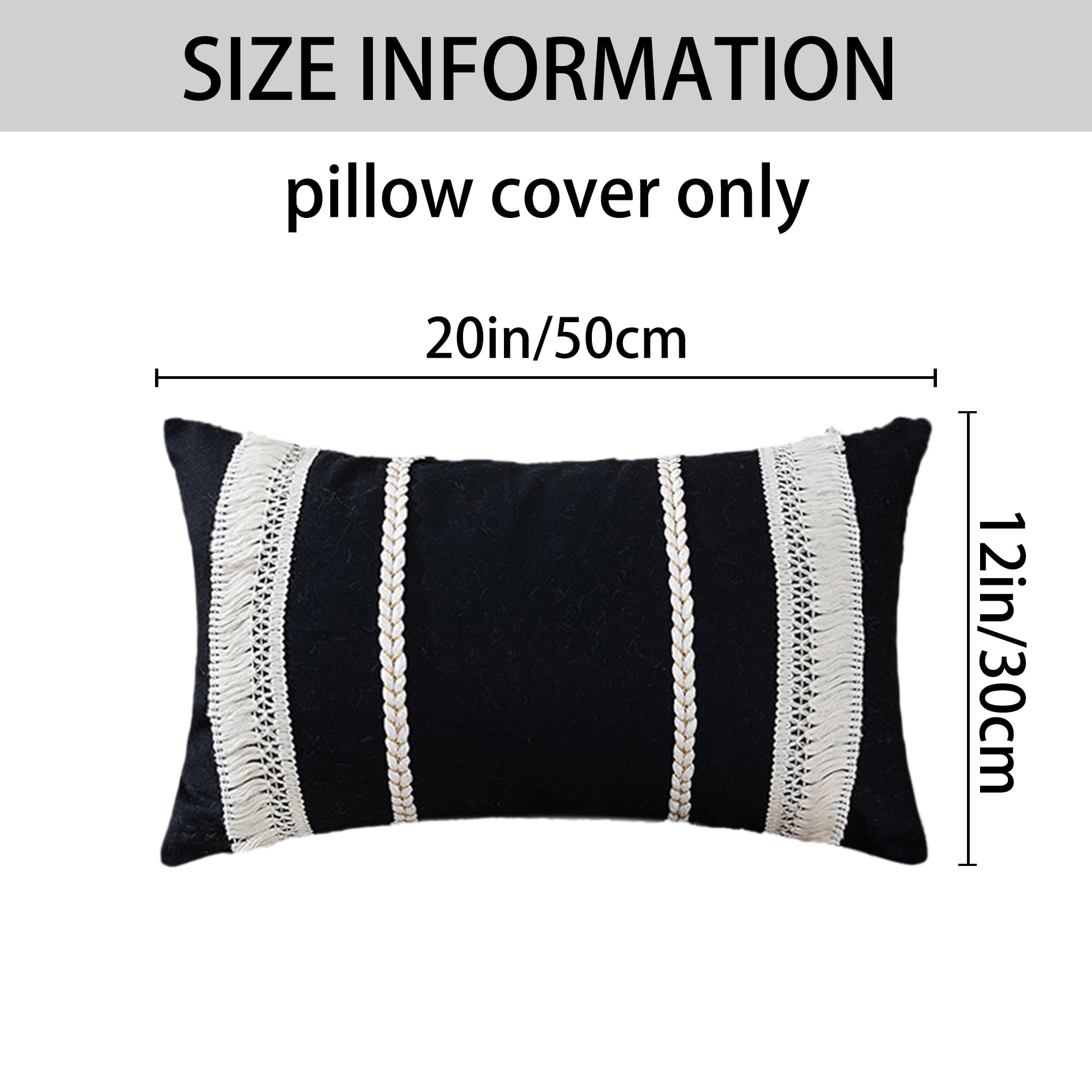 Unique Bargains 4 Pcs Boho Modern Textured Pillow Cover Black/Yellow 12" x 20"