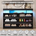 thumbnail image 5 of Hommpa Black LED 6 Drawers Dresser for Bedroom, Chest of Drawers with Charging Station and LED Lights, TV Stand Tall Dresser for Closet, Wooden Modern Storage Cabinet for Living Room, Entryway, 5 of 14