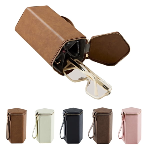 Organizador de Estuche de Viaje para Gafas de Sol Cloudever 2024 con 5 Compartimentos Marrón