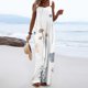 thumbnail image 5 of ICHUANYI Clearance Women's Printed Jumpsuit Casual Button Pocket Sleeveless Wide Leg Trousers(White, L) ICHUANYI WER2023081010395, 5 of 8