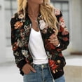 thumbnail image 2 of Enjoytime Light Jackets for Women Floral Printed Long Sleeve Zip Up Coat Fashion Casual Trendy Outerwear Black XL, 2 of 5