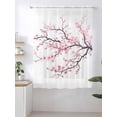 thumbnail image 2 of Sheer Curtains 72 Inches Long, Pink Cherry Blossom Semi Sheer Curtains Light Filtering Window Treatment, Spring Branches Floral Watercolor Privacy Voile Drapes for Living Room Bedroom 52x72 Inch, 2 of 7