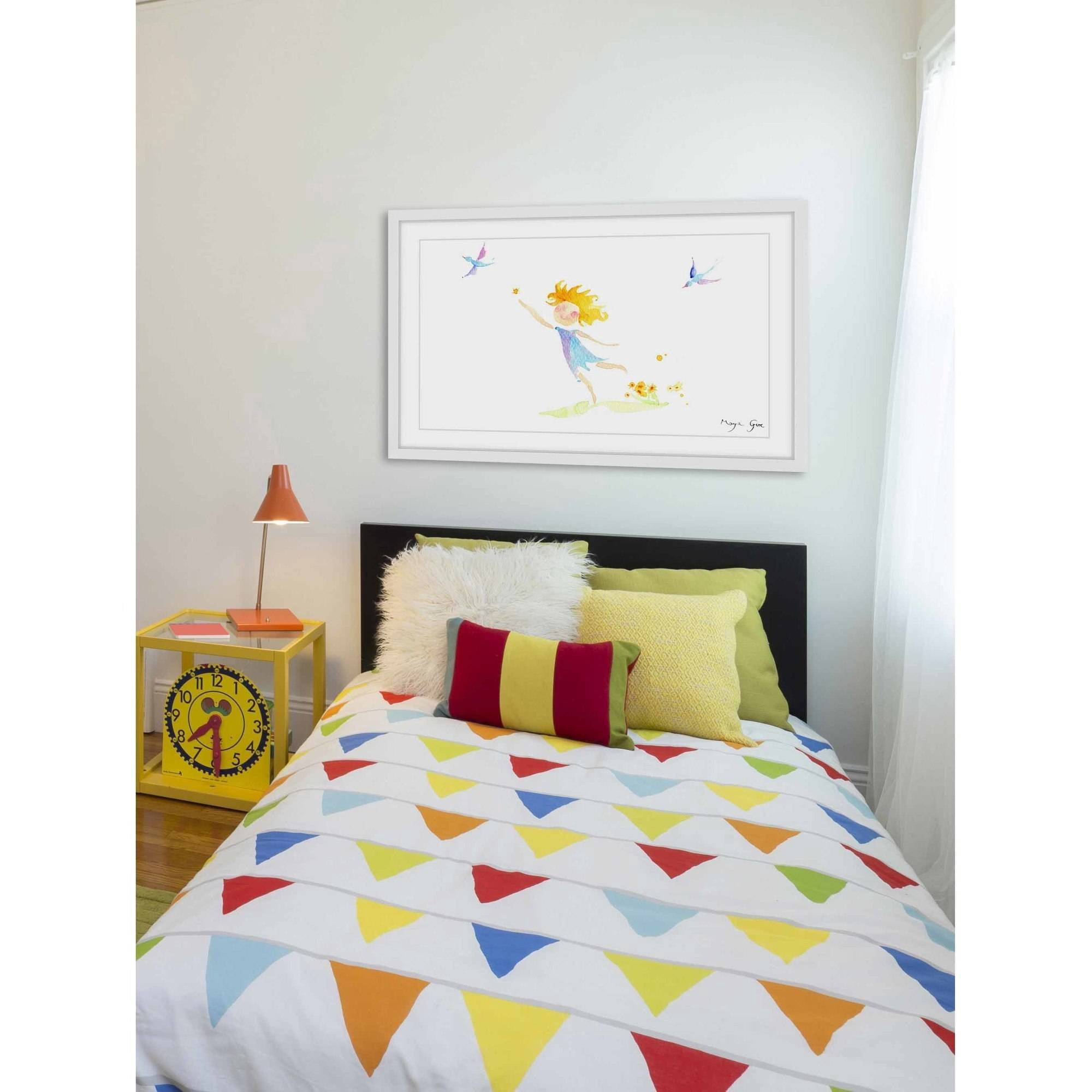 Marmont Hill "Girl with Birds" by Maya Gur Framed Painting Print
