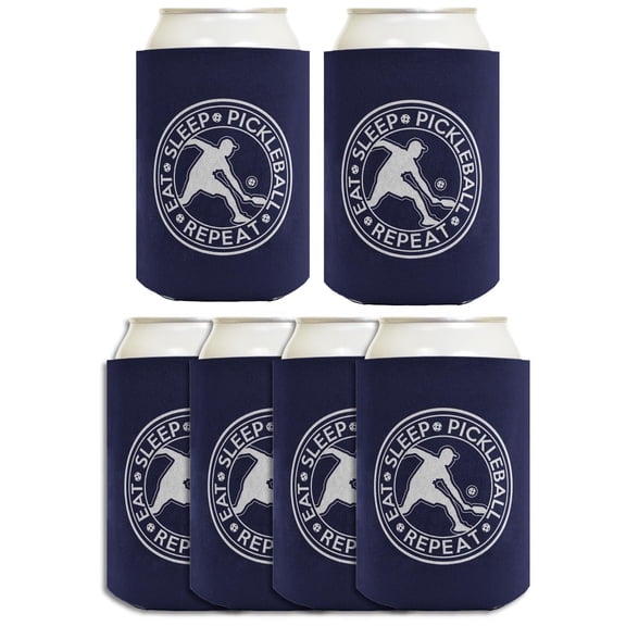 Pickleball Retirement Gift For Men Eat Sleep Pickleball Repeat Circle Player 6-Pack Can Drink Sleeves