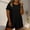 Black, variant on Womens Plus Size Round Neck Short Sleeve Mini Dress, Casual Loose Fit Solid Summer Sundress with Pockets, Lightweight Tunic Dress, Vestido Corto Talla Grande