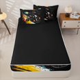 thumbnail image 4 of Erosebridal Cosmic Dirt Bike Pattern Zipper Twin Comforter Sets with Fitted Sheet and 2 Pillowcases,Galactic Planet Print Zipper Bedding Set,Black Orange Yellow,Black Reversible, 4 of 6