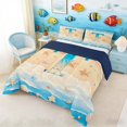 thumbnail image 3 of Manfei Cartoon Letter T Beach Seashell Starfish Full Size Comforter Sets for Kids Boys and Girls, Nautical Alphabet Print Bedding Sets, Navy Reversible 3 Pieces, 1 Comforter and 2 Pillowcases, 3 of 6
