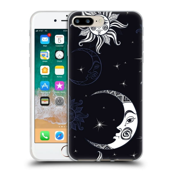 Head Case Designs Officially Licensed Haroulita Magick - Tarot - Mystical Star And Moon Black Soft Gel Case Compatible with Apple iPhone 7 Plus / iPhone 8 Plus
