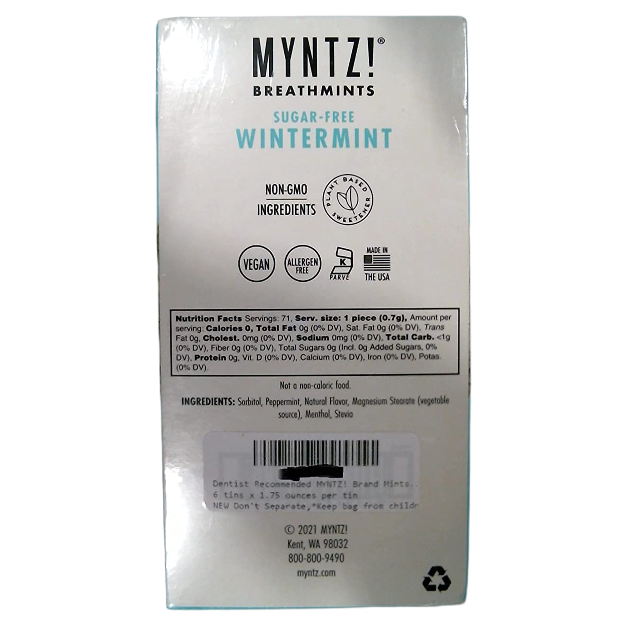 Dentist Recommended MYNTZ! Brand Mints - Wintermynt Blast Flavor 6