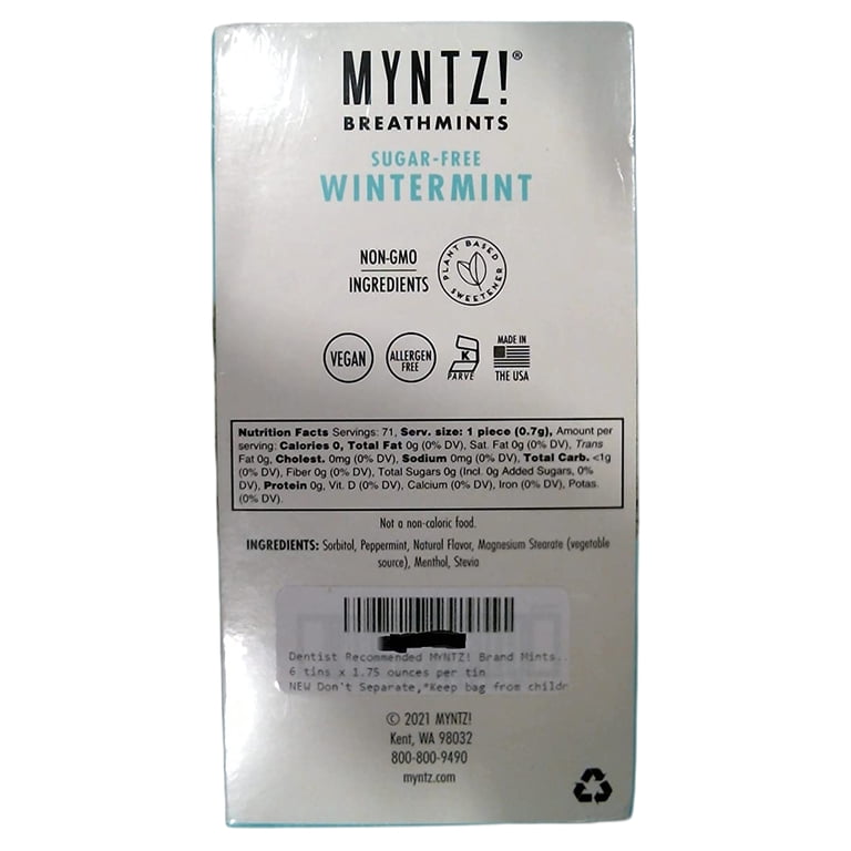 Dentist Recommended MYNTZ! Brand Mints - Wintermynt Blast Flavor 6