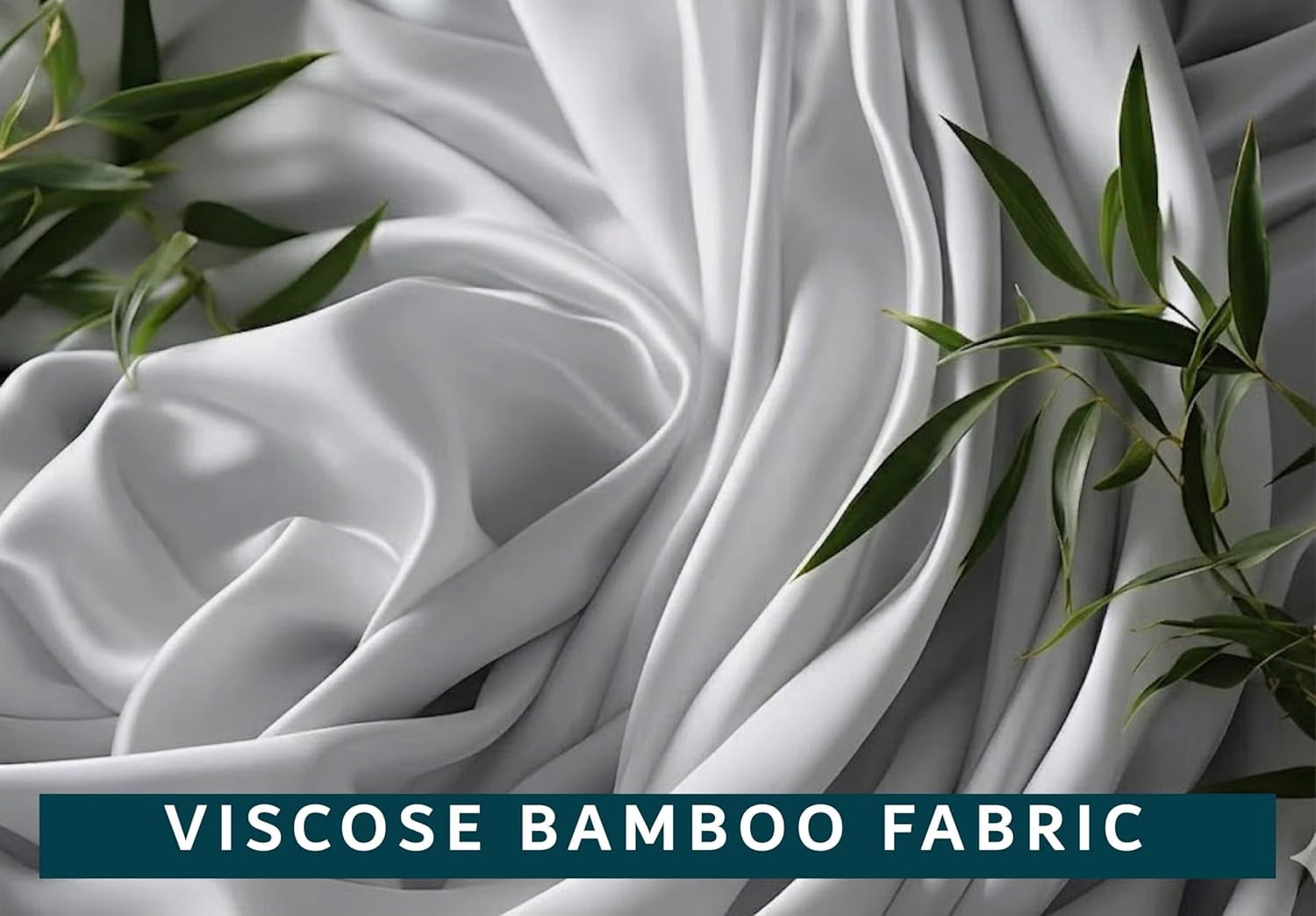 100% Viscose derived from Bamboo 4PC Sheet Set - 400 Thread Count Cooling Bed Sheets - Silky Soft & Breathable - 15-Inch Deep Pockets Fitted Sheet - Olympic Queen - Light Grey