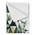 thumbnail image 2 of Ambesonne Eucalyptus Leaves Fleece Throw Blanket Meadow Bouquet 50"x70" Dark Blue Grey and Green, 2 of 5