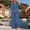 Blue, variant on Lightweight Linen 2 Piece Outfit, Women's Embroidered V-Neck Top & Loose Wide Leg Pants for Summer & Weekend Beach, White XL