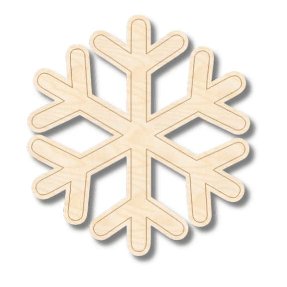 Unfinished Wood Etched Simple Snowflake Shape 12" / 1/4"