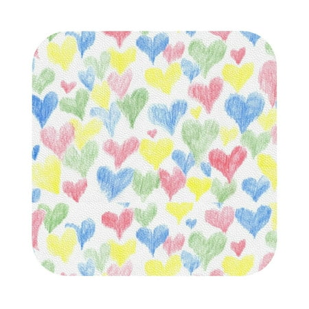

Matuu Hand Drawn Colored Hearts for Cup Coasters Set of 6 Leather Coasters Desk Coasters for Office Measures 4” x 4” Square
