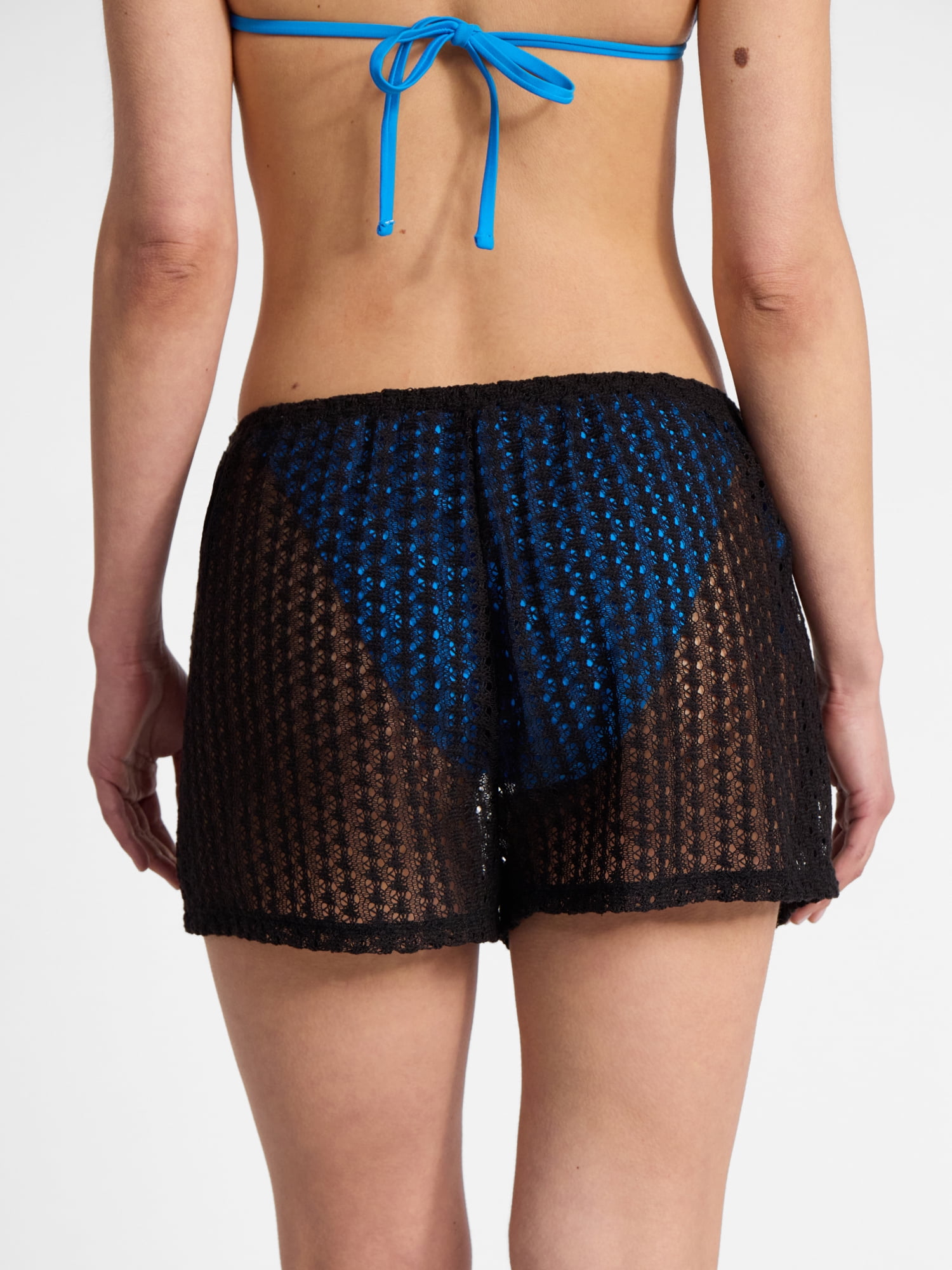 No Boundaries Crochet Drawstring Shorts Swim Coverup, Women’s
