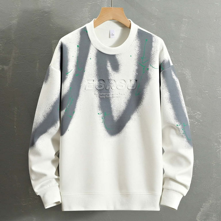 AWZXDE Men's Winter Long Sleeve Crewneck Sweatshirt with Spray