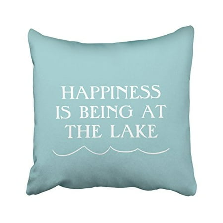 Lake Throw Pillows WinHome Square Throw Pillow Covers Vintage Happiness At The Lake Pillowcases Polyester 18 X 18 Inch With Hidden Zipper Home Sofa Cushion Decorative Pillowcase ()