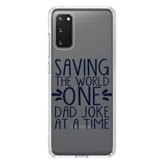 DistinctInk Clear Shockproof Hybrid Case for Galaxy S20 PLUS / 5G (6.7" Screen) - TPU Bumper Acrylic Back Tempered Glass Screen Protector - Saving the World One Dad Joke at a Time