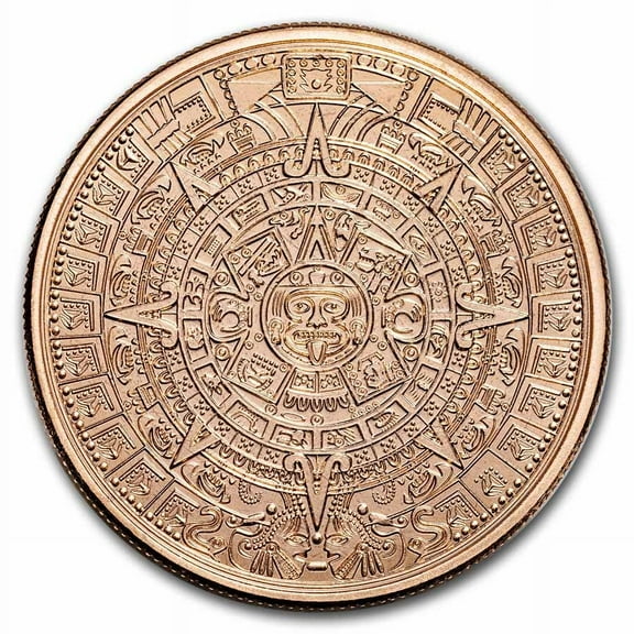 1 oz Copper Round - Aztec Calendar and Pyramid