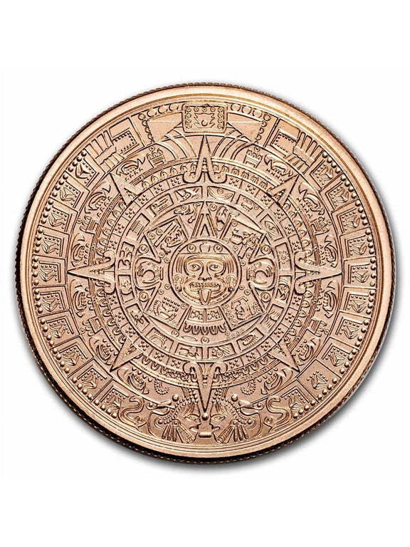 Collectible 1 oz Copper Round - Aztec Calendar and Pyramid