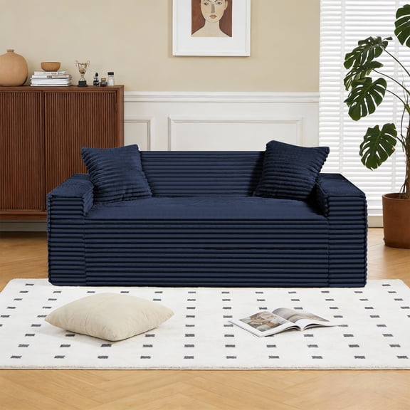 BMMB 74.8" Modern 3 Seater Boneless Couch,Floor Sofa with Deep Seat & Wide Armrest,Comfy Corduroy Sofa for Living Room,Bedroom,Small Spaces