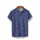 thumbnail image 4 of Ceisia Men's Breathable Four-Way Stretch Navy Blue White Fine Leaf Print Cuban Collar Short Sleeve Hawaiian Beach Shirt Gift, 4 of 8