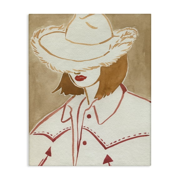 Stupell Industries Western Fashion Woman People Painting Wrapped Canvas Art Print Wall Art, 16 x 20