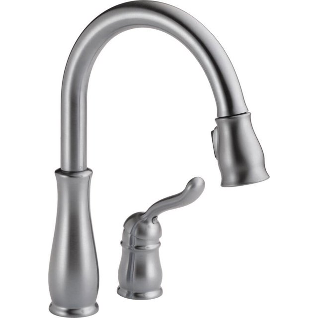 Delta Faucet Leland 978-AR-DST - Grifo de fregadero de cocina de una sola manija con pulverizador extraíble y cabezal de pulverización de acoplamiento magné DELTA FAUCET NA