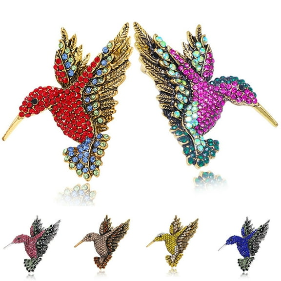 Soumake Brooch Pin Hummingbird Colored Rhinestone Accessory Exquisite Long Lasting Lapel Brooch Clothes Decor Fashion