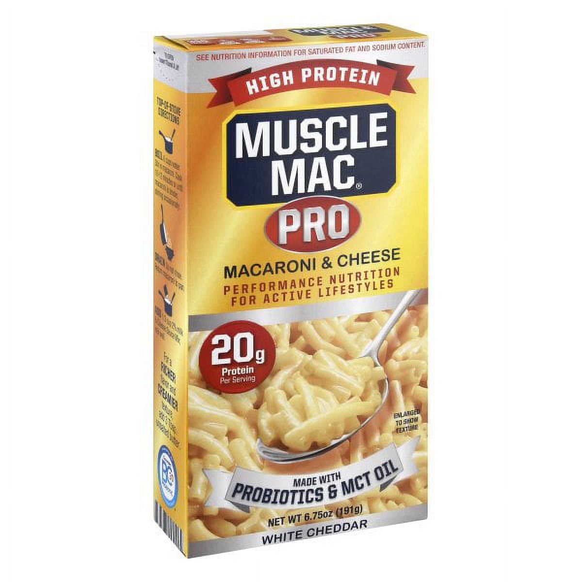 Muscle Mac PRO High Protein Macaroni & Cheese with MCT Oil & Probiotics, Real White Cheddar, 20g Protein per Serving