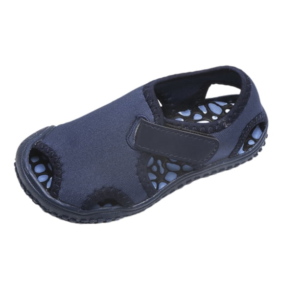 GiLiling Kids Closed-Toe Water Shoes, Breathable Quick-Dry Cloth Upper Adjustable Strap Non-Slip Rubber Sole, Outdoor Beach Pool Sandals (Blue, 7-8 Years)