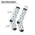 thumbnail image 2 of Xecao Daisies Flowers print thigh-high socks, crafted for both men and women with a stretchy, high-opaque design perfect for daily wear, 2 of 6