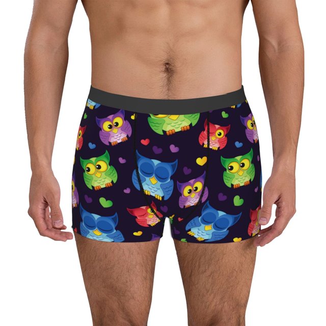 Balery Owls And Hearts Calzoncillos bóxer para hombre, ropa interior de algodón suave y transpirable con cinturilla de nailon-XX-Large