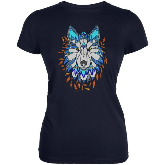 Totem Wolf is my Spirit Animal Juniors Soft T Shirt Navy MD
