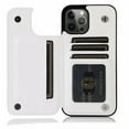 thumbnail image 3 of Merlin Leather Flip Wallet Case Card Holder Phone Back Cover for iPhone 12 Pro Max (White), 3 of 8