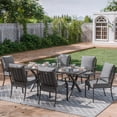 thumbnail image 5 of ALAULM 7-Piece Outdoor Patio Dining Set with Rectangle Metal Table and Chairs, Grey, 5 of 6