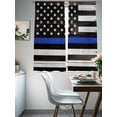thumbnail image 3 of Blue American Flag Semi Sheer Window Curtains 72 Inches Long, Black White Stripe US Flag Retro Wooden Rod Pocket Voile Silky Chiffon Curtain Light Filtering Drapes for Living Room, 52"x72", 2 Panels, 3 of 9