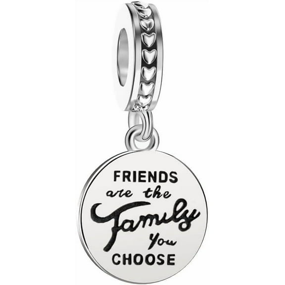 Friends Are Family Charm Silver Charms 925 Quality Sterling Silver fits Bracelets Necklace Pendant Bead Charms Jewelry Gift for Women Family Friends[j859]