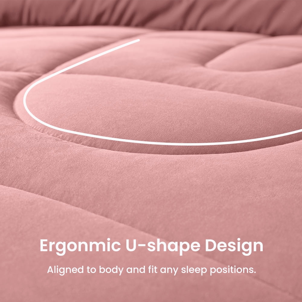 Sleep Zone King Size Comforter Duvet Insert, Down Alternative Reversible Comforter, Lightweight, Soft and Breathable Bedding All Season, A Side Pink + B Side Grey