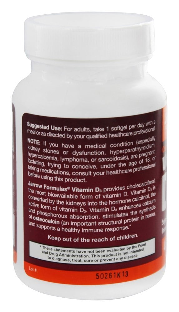 Jarrow Formulas Cholecalciferol Vitamin D3 400 Iu 100