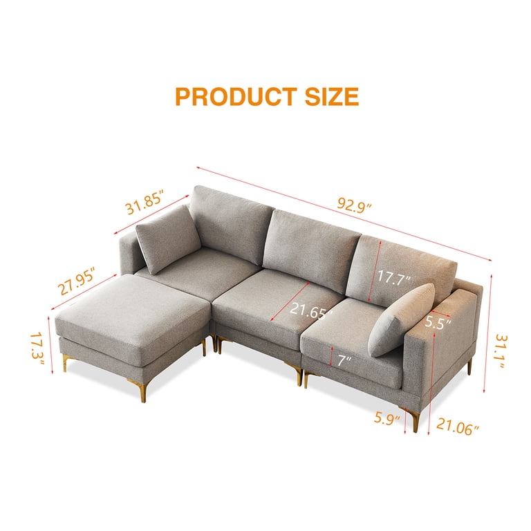 3 Seater L Shaped Sofa Dimensions | Baci Living Room